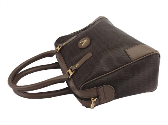 マリオ・ヴァレンティノ MARIO VALENTINO ボストンバッグVマーク ブラウン ゴールド シルバー レディース 中古_2
