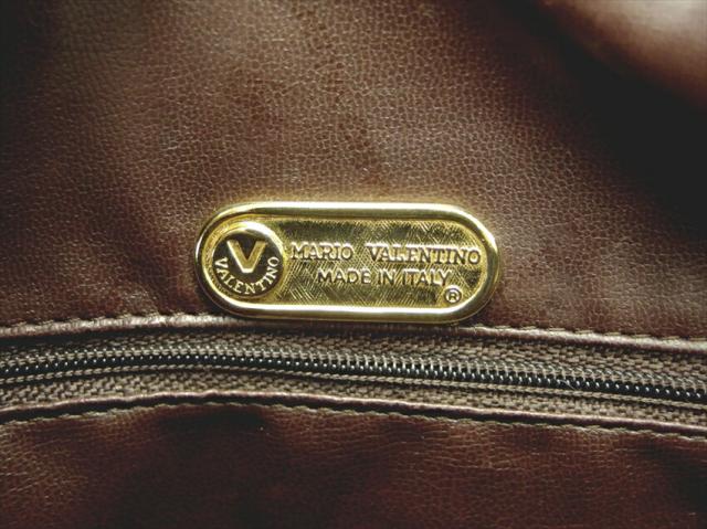 マリオ・ヴァレンティノ MARIO VALENTINO ボストンバッグVマーク ブラウン ゴールド シルバー レディース 中古_7
