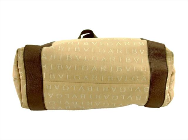 ブルガリ BVLGARI トートバッグロゴマニア ベージュ ブラウン シルバー レディース 中古_4