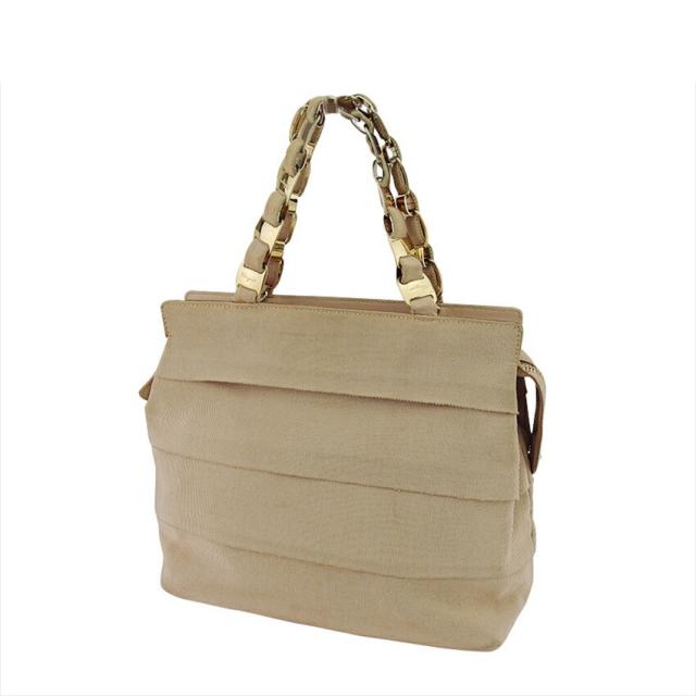 【X'masセール★30%OFF】サルヴァトーレフェラガモ Salvatore Ferragamo ハンドバッグヴァラチェーン ティアード ベージュ ゴールド レディース 中古
