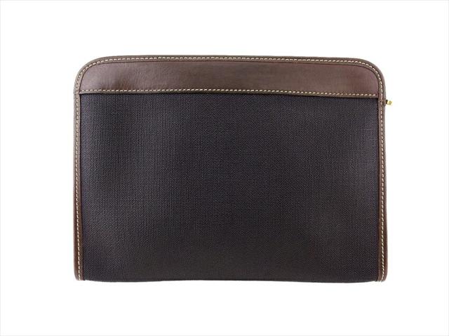 【30％OFF★土日ひと休み大売り出し】ダン吸血鬼 Dunhill クラッチバッグヘリンボーン 黒いこと 赤銅色 ゴールド レディース 中古