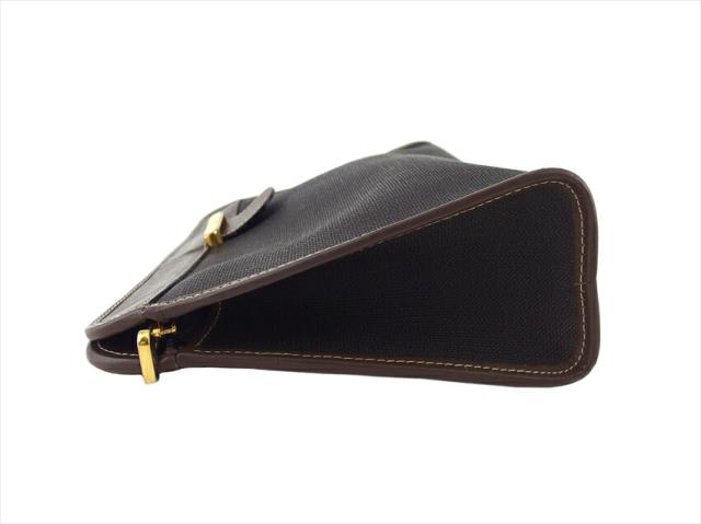 【30％OFF★土日ひと休み大売り出し】ダン吸血鬼 Dunhill クラッチバッグヘリンボーン 黒いこと 赤銅色 ゴールド レディース 中古