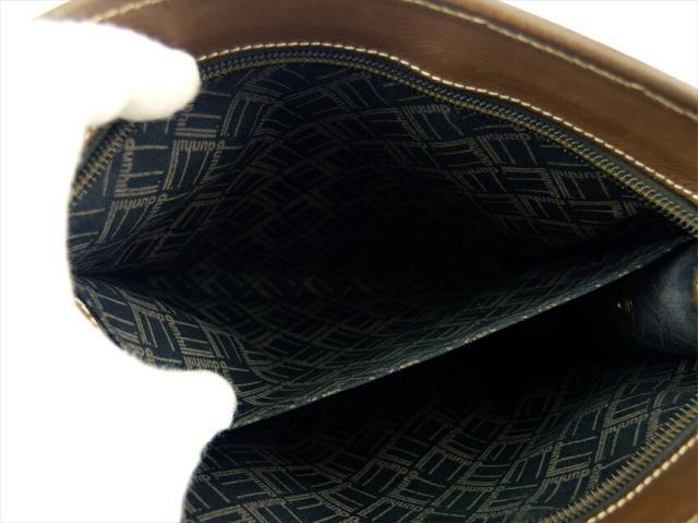 【30％OFF★土日ひと休み大売り出し】ダン吸血鬼 Dunhill クラッチバッグヘリンボーン 黒いこと 赤銅色 ゴールド レディース 中古
