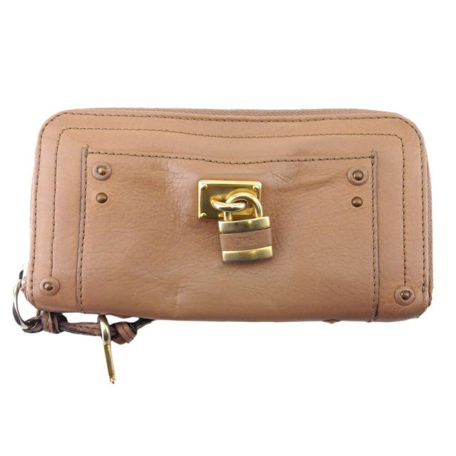 【BIGお買い物ラリー★30%OFFセール中】クロエ Chloe 長財布パディントン ブラウン ゴールド シルバー レディース 中古