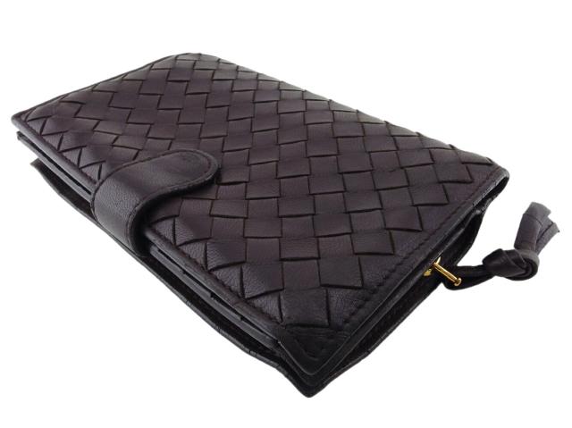ボッテガヴェネタ BOTTEGAVENETA 二つ折り財布イントレチャート ブラウン ゴールド レディース 中古_2