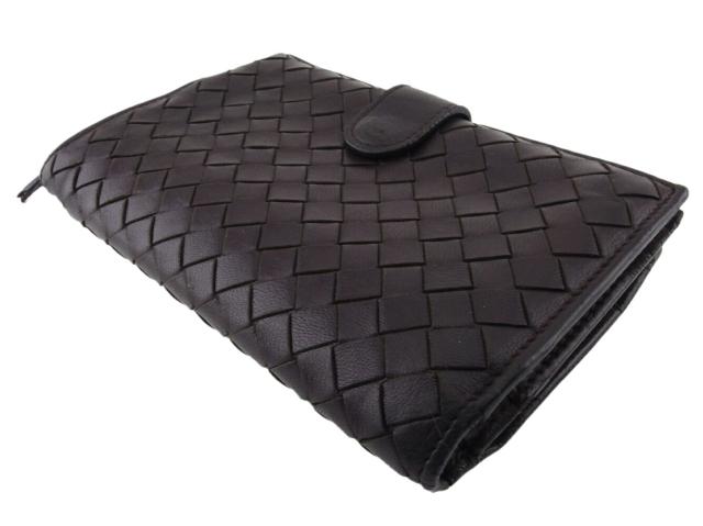 ボッテガヴェネタ BOTTEGAVENETA 二つ折り財布イントレチャート ブラウン ゴールド レディース 中古_3