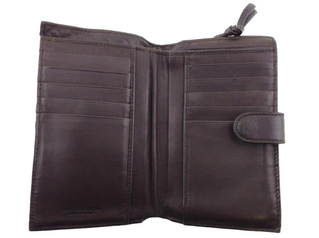 ボッテガヴェネタ BOTTEGAVENETA 二つ折り財布イントレチャート ブラウン ゴールド レディース 中古_4