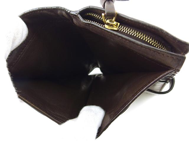 ボッテガヴェネタ BOTTEGAVENETA 二つ折り財布イントレチャート ブラウン ゴールド レディース 中古_5