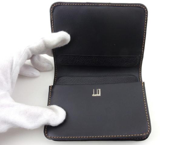 ダンヒル Dunhill カードケース ロゴプレート ブラウン シルバー