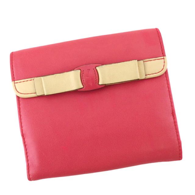 【BIGお買い物ラリー★30%OFFセール中】サルヴァトーレフェラガモ Salvatore Ferragamo 二つ折り財布 ピンク レディース 中古