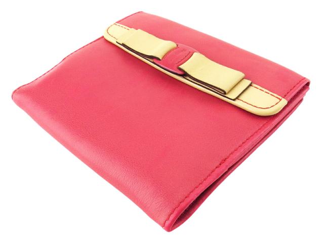 サルヴァトーレフェラガモ Salvatore Ferragamo 二つ折り財布 ピンク レディース 中古_3