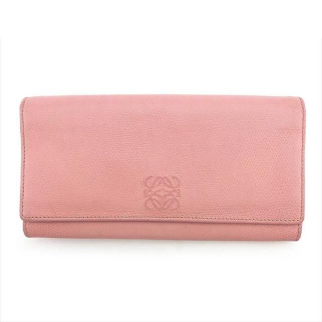 【BIGお買い物ラリー★30%OFFセール中】ロエベ LOEWE 長財布アナグラム ピンク ブラウン ゴールド レディース 中古