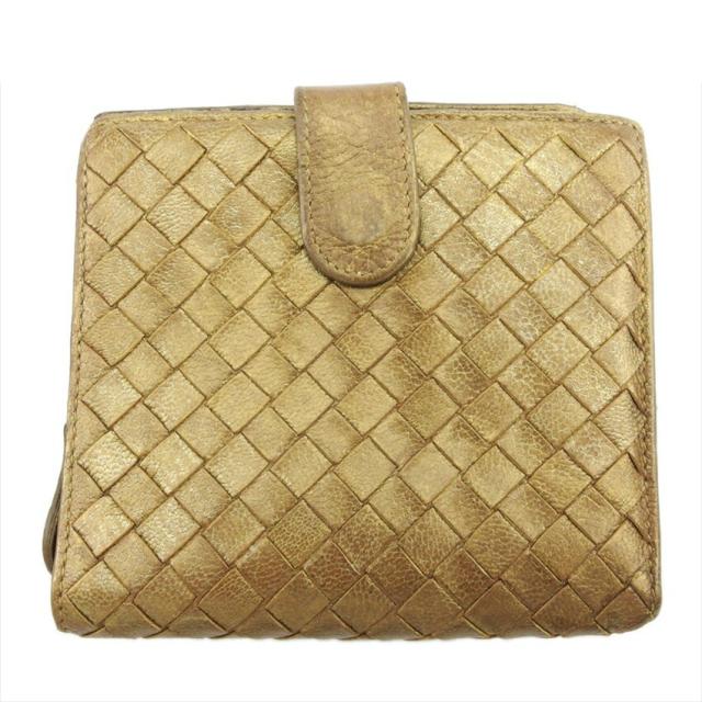 ボッテガヴェネタ 二つ折り財布 ゴールド イントレチャート レザーBOTTEGA ボッテガヴェネタ BOTTEGAVENETA 二つ折り財布 イントレチャート