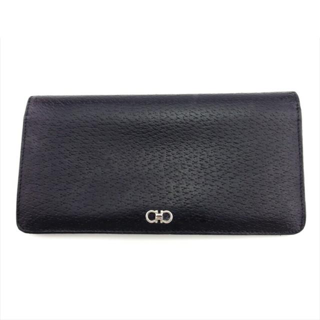 【BIGお買い物ラリー★30%OFFセール中】サルヴァトーレフェラガモ Salvatore Ferragamo 長財布ガンチーニ ブラック シルバー レディース 中古