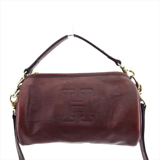 【BIGお買い物ラリー★30%OFFセール中】ヒロフ HIROFU ショルダーバッグHマーク ブラウン ゴールド レディース 中古