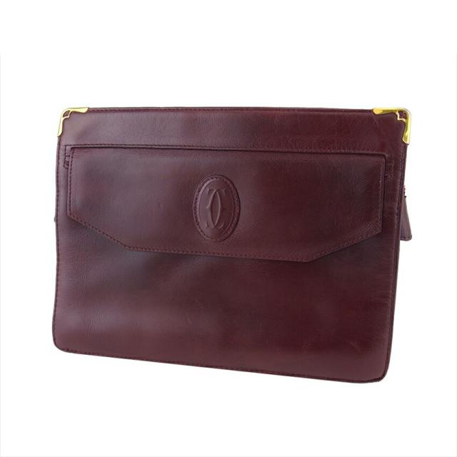 【BIGお買い物ラリー★30%OFFセール中】カルティエ CARTIER クラッチバッグマストライン ボルドー ゴールド レディース 中古