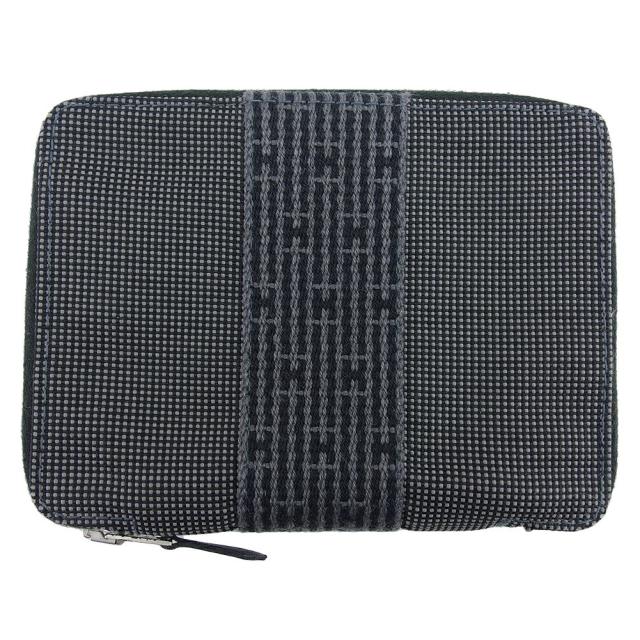 【BIGお買い物ラリー★30%OFFセール中】エルメス HERMES 手帳カバーエールライン アジェンダ グレー 灰色 ブラック レディース 中古