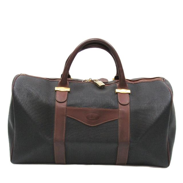 【X'masセール★30%OFF】ダンヒル Dunhill ボストンバッグヘリンボーン ブラック ブラウン ゴールド レディース 中古