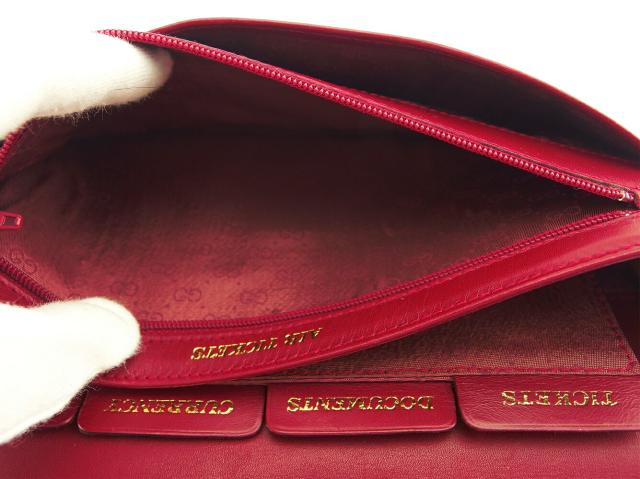 【週末セール★30％OFF】グッチ GUCCI クラッチバッグダブルG オールドグッチ レッド ゴールド シルバー レディース 中古_8