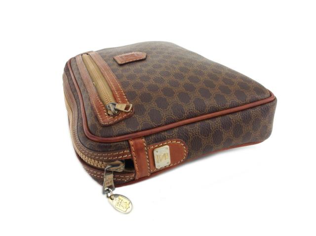 【30％OFF★土日ひと休み大売り出し】セリーヌ CELINE クラッチバッグマカダム 赤銅色 ベージュ ゴールド レディース 中古