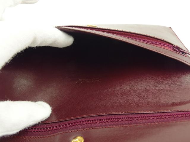 ディオール Dior 長財布ロゴプレート ボルドー ゴールド レディース 中古_4