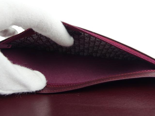 ディオール Dior 長財布ロゴプレート ボルドー ゴールド レディース 中古_5
