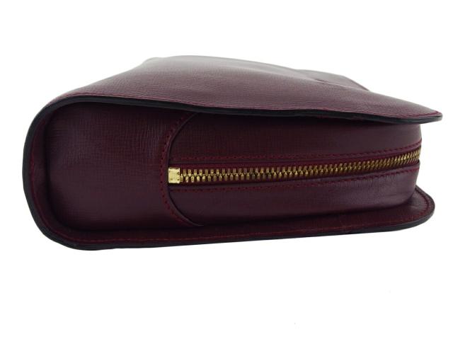 【30％OFF★土日ひと休み大売り出し】カルティエ CARTIER クラッチバッグマストライン ボルドーワイン ゴールド レディース 中古