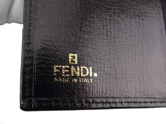 フェンディ FENDI 三つ折り財布FFプレート ブラック ゴールド レディース 中古_10