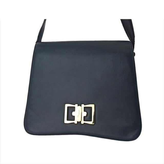 【X'masセール★30%OFF】サルヴァトーレフェラガモ Salvatore Ferragamo ショルダーバッグガンチーニ ネイビー ゴールド レディース 中古