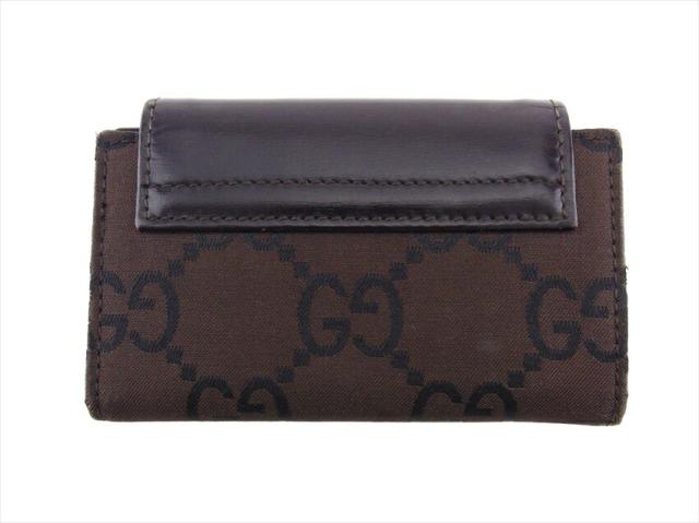 グッチ GUCCI キーケースGGキャンバス ブラウン ブラック シルバー レディース 中古_1