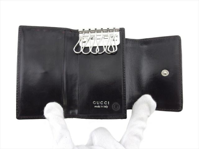 グッチ GUCCI キーケースGGキャンバス ブラウン ブラック シルバー レディース 中古_4