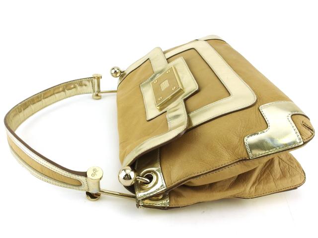 【30％OFF★週末タイムSALE】アニヤ・ハインドマーチ Anya Hindmarch ショルダーバッグリボンマーク ベージュ ゴールド レディース 中古_2
