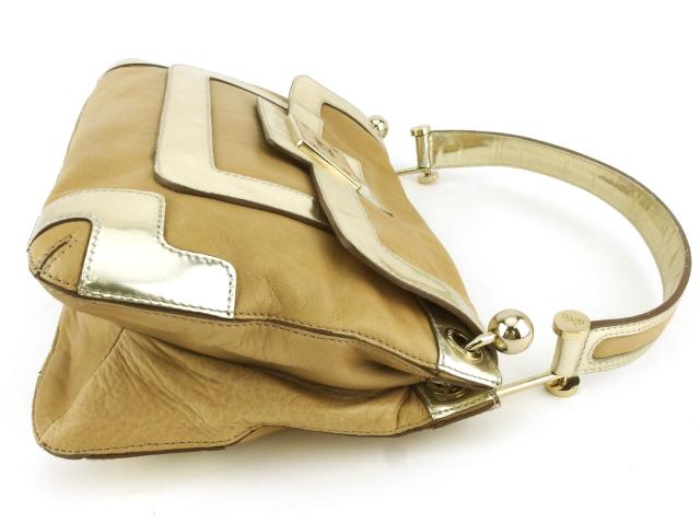 【30％OFF★週末タイムSALE】アニヤ・ハインドマーチ Anya Hindmarch ショルダーバッグリボンマーク ベージュ ゴールド レディース 中古_3