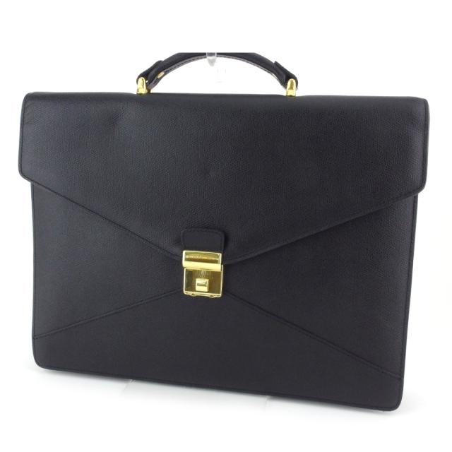 【BIGお買い物ラリー★30%OFFセール中】ランセル LANCEL ビジネスバッグロゴプレート ブラック ゴールド レディース 中古