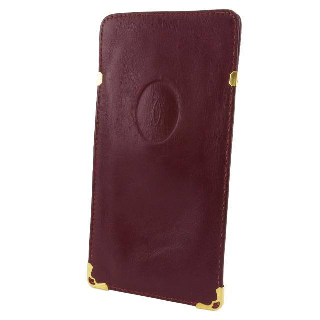 【X'masセール★30%OFF】カルティエ CARTIER メガネケースマストライン ボルドー ゴールド レディース 中古