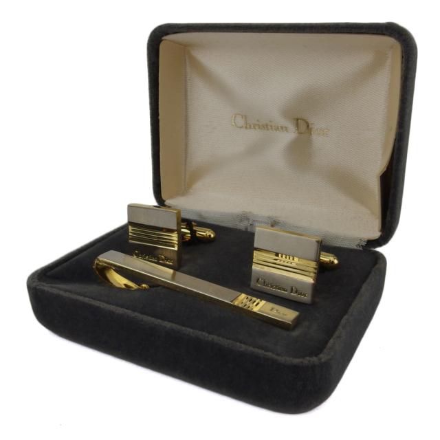 【X'masセール★30%OFF】ディオール Dior カフス2アイテムセット スウィヴル式 ワニロ式 シルバー ゴールド レディース 中古