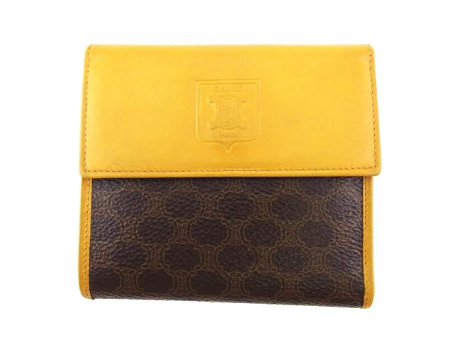 セリーヌ CELINE 二つ折り財布マカダム ベージュ ブラウン レディース 中古_1