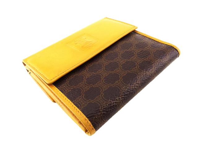 セリーヌ CELINE 二つ折り財布マカダム ベージュ ブラウン レディース 中古_3