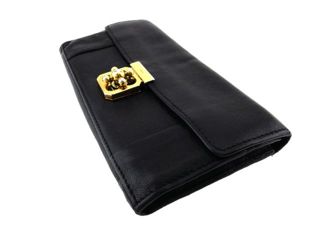 【30％OFF★週末タイムセール】クロエ Chloe 長財布エルシー ブラック ゴールド レディース 中古_3