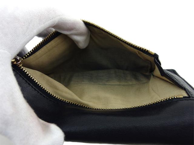 【30％OFF★週末タイムセール】クロエ Chloe 長財布エルシー ブラック ゴールド レディース 中古_8