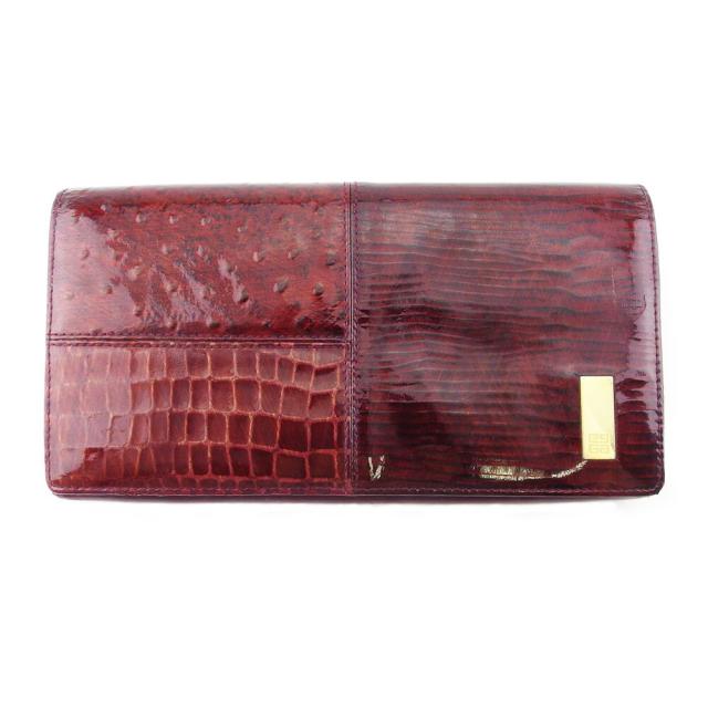 【X'masセール★30%OFF】ジバンシィ GIVENCHY 長財布4Gロゴプレート レッド ゴールド レディース 中古
