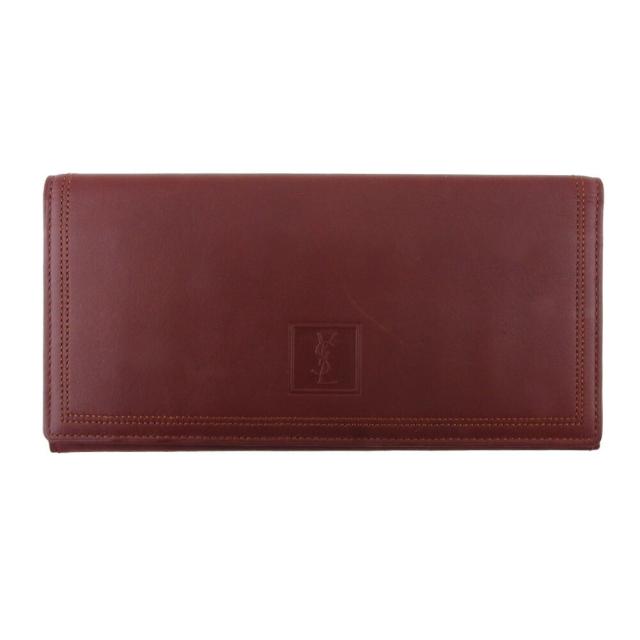 サンローラン SAINT LAURENT 札入れ YSLロゴ ボルドー レディース 中古