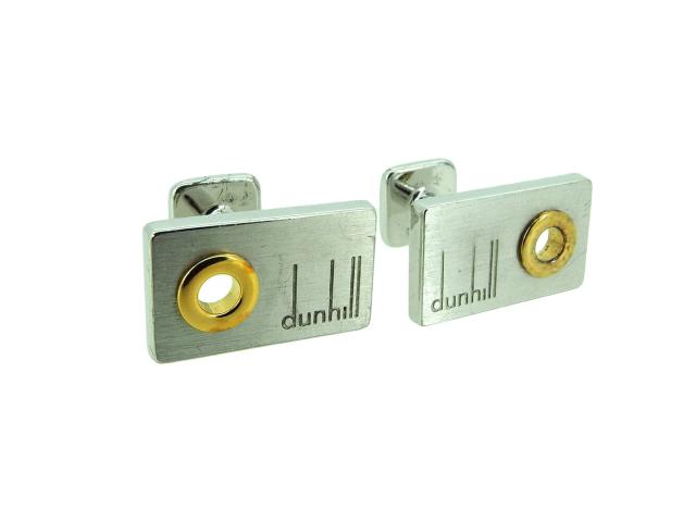 【月末タイムセール】ダンヒル Dunhill カフスロゴ スクエア スウィヴル式 シルバー ゴールド レディース 中古_2