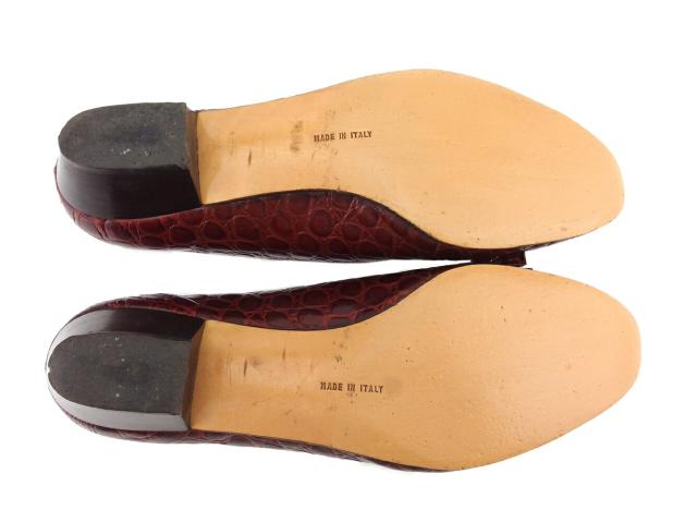 Ferragamo クロコ型押シューズ⭐︎未使用⭐︎6 2/1C Ferragamo クロコ型押