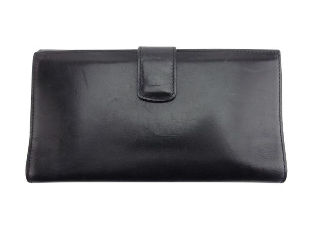 【30％OFF★週末タイムSALE】サルヴァトーレフェラガモ Salvatore Ferragamo 長財布ロゴプレート ブラック ゴールド レディース 中古_1