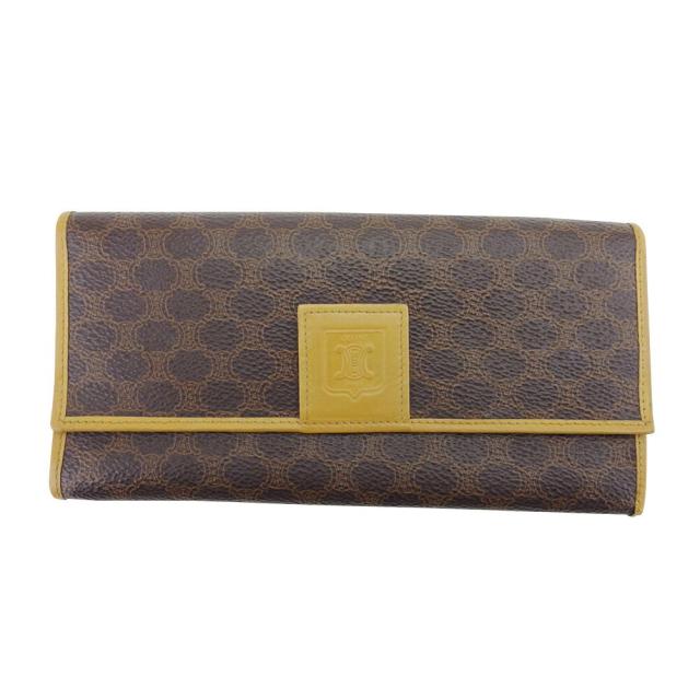【BIGお買い物ラリー★30%OFFセール中】セリーヌ CELINE 長財布マカダム ブラウン ベージュ レディース 中古