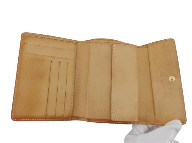 セリーヌ CELINE 三つ折り財布マカダム ブラウン ベージュ レディース 中古_4