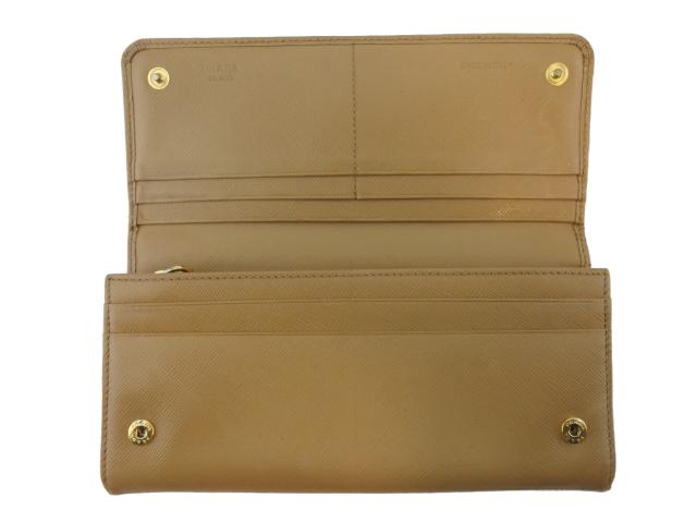 X'masセール☆30%OFF】プラダ PRADA 長財布ロゴ ベージュ ゴールド