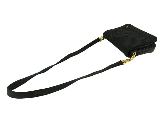 バリー BALLY ショルダーバッグキルティングステッチ 2WAY Bマーク ブラック ネイビー ゴールド レディース 中古_2