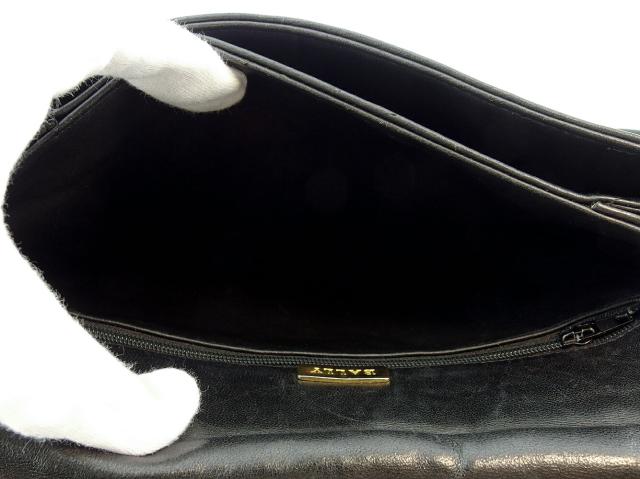 バリー BALLY ショルダーバッグキルティングステッチ 2WAY Bマーク ブラック ネイビー ゴールド レディース 中古_6
